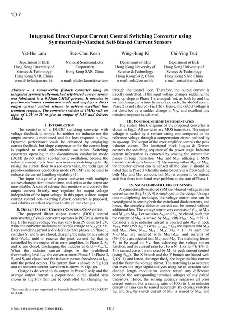Pdf Integrated Direct Output Current Control Switching Converter