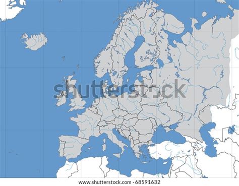 Map Europe Showing Lines Longitude Latitude Stock Illustration 68591632