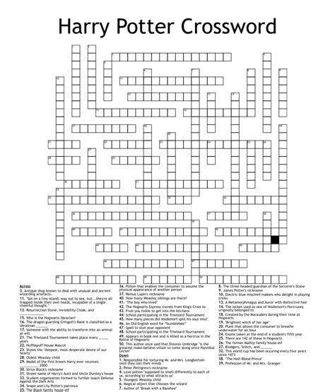 Harry Potter Crossword Puzzle Vulgairecom Harry Potter Printables Pin