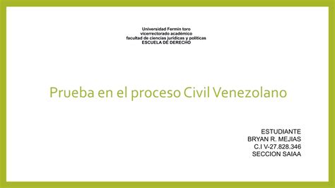 Prueba En El Proceso Civil Venezolano Ppt