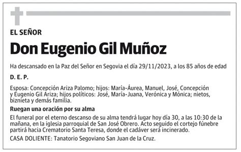 Eugenio Gil Mu Oz Esquela Necrol Gica El Norte De Castilla