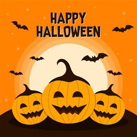 Feliz halloween letras calabazas vector ilustración | Vector Premium