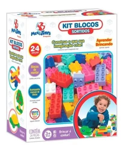 Blocos De Montar 24 Peças Mercotoys Brinquedo Infantil MercadoLivre