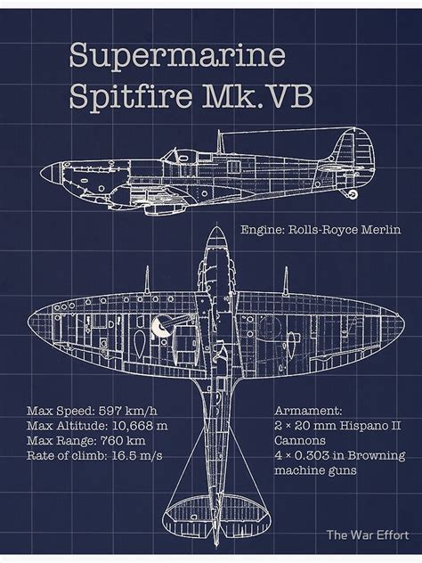 "Supermarine Spitfire Blueprint" Poster for Sale by The War Effort | Redbubble