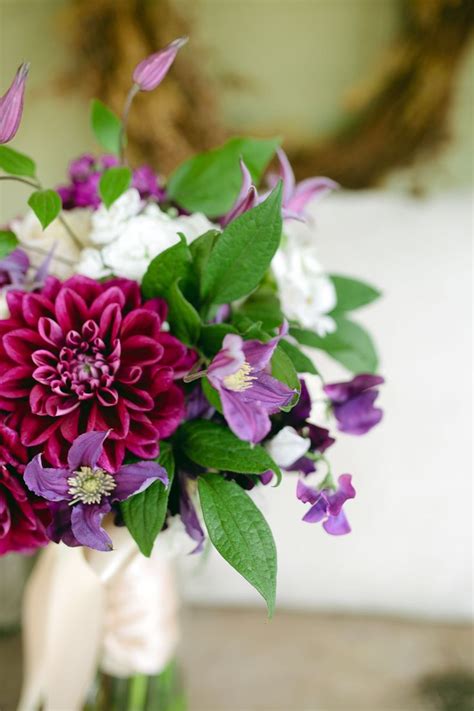 Beautiful Bouquet Highlighting Glorious Purple Dahlias Purple