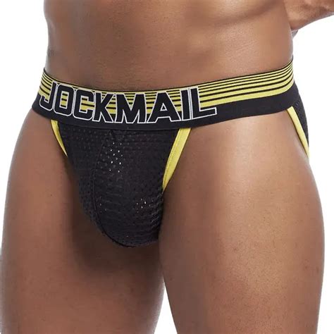 JOCKMAIL Sexy Men Underwear Jockstraps Mesh Man Jocks Bikini G Strings