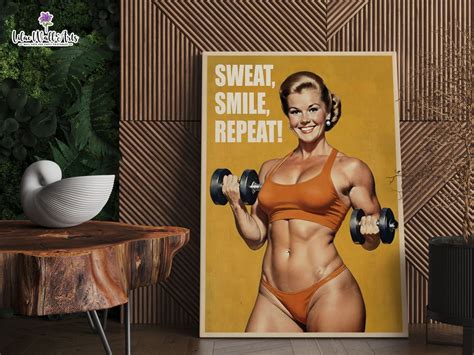 Gym Print, Gym Gifts for Women, Gym Quotes Wall Art, Retro Poster, Gym ...