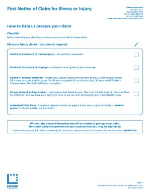 Fillable Online First Notice Of Bclaimb For Illness Or Injury