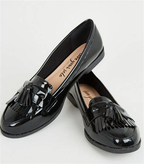 Black Patent Tassel Trim Loafers New Look Trim Loafers Black Patent Black Patent Loafers