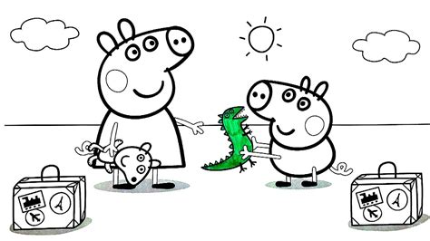 Peppa Pig George Dinosaur Coloring Pages - Coloring and Drawing