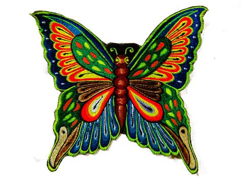 Beautiful Butterfly Patch Medium Size Blacklight Active Goa Hippie