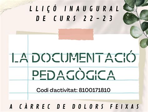 Lli Inaugural Del Curs Servei Educatiu De La Terra Alta