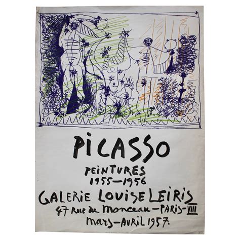 Original Pablo Picasso Poster 1957 Galerie Louise Leiris For Sale At