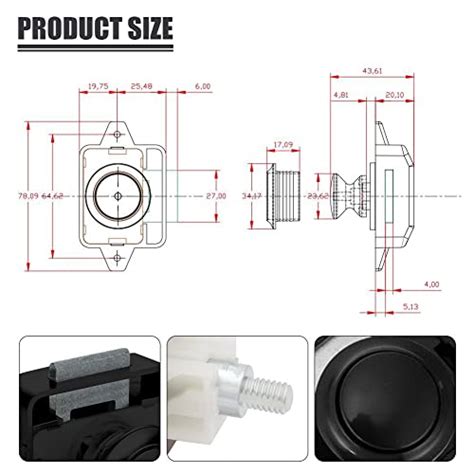 10 Stück Push Button Catch Door Lock Schwarz Türknauf Verriegelung