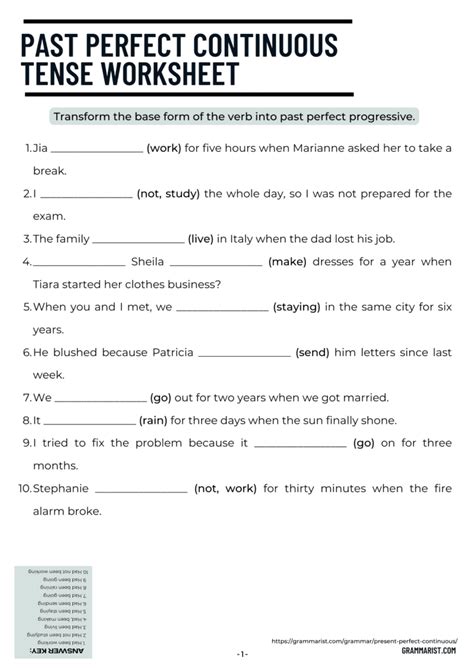 Past Perfect Continuous Tense Uses And Examples