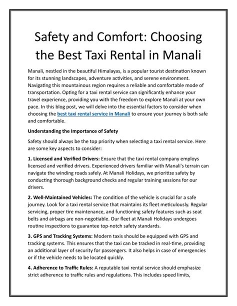 PPT Choosing The Best Taxi Rental In Manali Manali Holidays