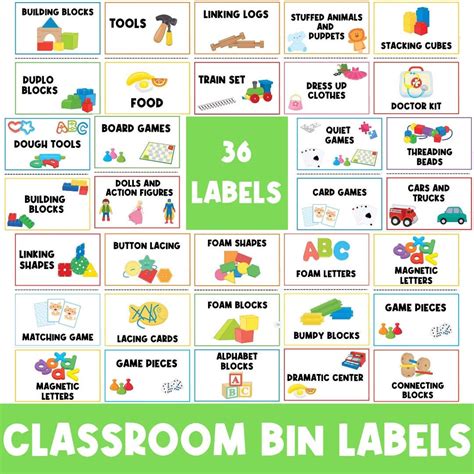 Classroom Center Signs Toy Bin Label Visual Printable Signs Toy Storage