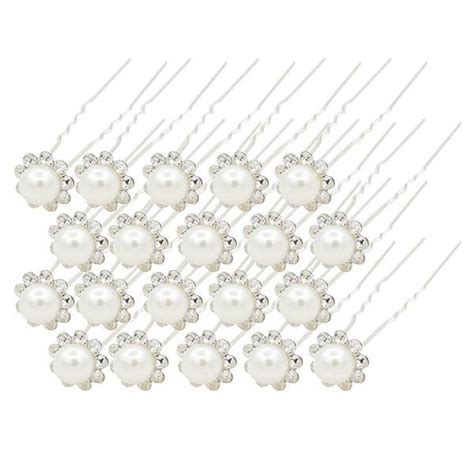 Buy 20pcs Womens Bridal Pearl Rhinestone Decorated U Shaped Hairpins