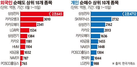 6월 동안 개인 4조 산 사이 3조 판 외인 무슨 종목 많이 샀을까 네이트 뉴스