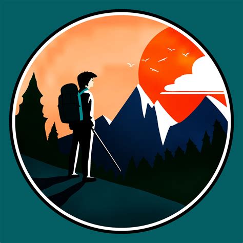 Silhouette man hiking with landscape background 28122674 Vector Art at ...