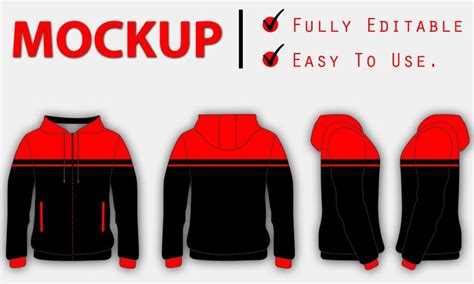 Premium Vector | Black and red hoodie mockup vector fully editable