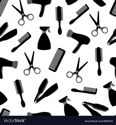 Seamless background with barber equipment Vector Image