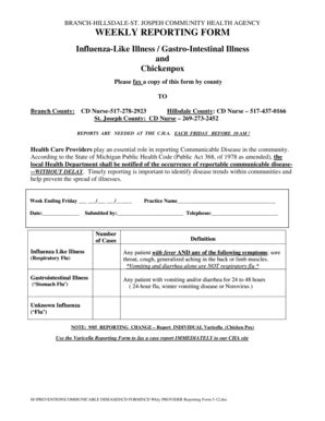 Fillable Online Bhsj Physicians Office Weekly Cd Reporting Form