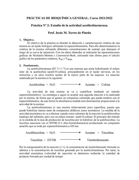 Bq G P2 Actividad enzimática c21 22 PRÁCTICAS DE BIOQUÍMICA GENERAL