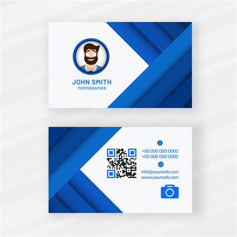 Front and back view of Photographer business card or visiting card design with businessman image ...