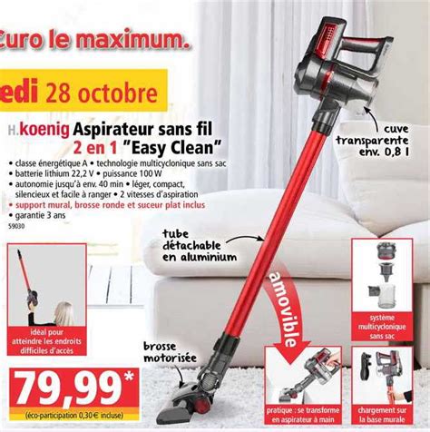 Promo Aspirateur Sans Fil 2 En 1 Easy Clean H Koenig Chez Norma