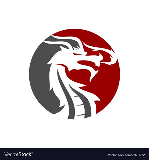 Dragon circle logo design mascot template isolated