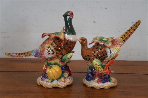 2 Fitz Floyd Autumn Bounty Pheasant Bird Thanksgiving Candle Holders 9