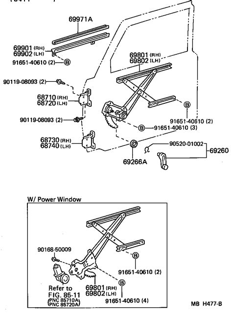 Toyota Land Cruiser Hj Rp Mrq Body Front Door Window Regulator