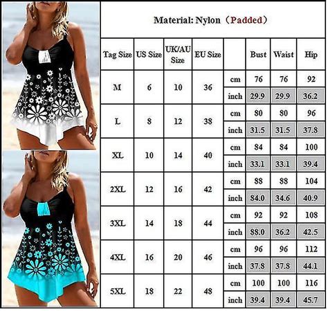 Plus Size Kvinder Blomstret Trykt Badedragt Tankini Bikini S T Badet J