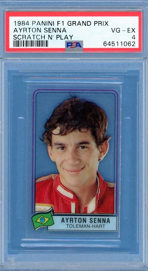 1984 AYRTON SENNA PANINI F1 GRAND PRIX SCRATCH N PLAY ROOKIE PSA 4