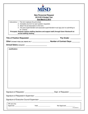 Fillable Online New Personnel Request Title Of Position Fill Any