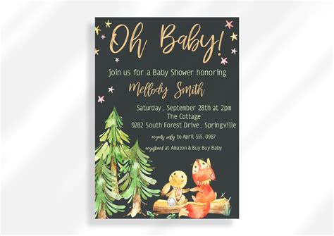 Editable Woodland Baby Shower Printable Invitation Template Woodland ...