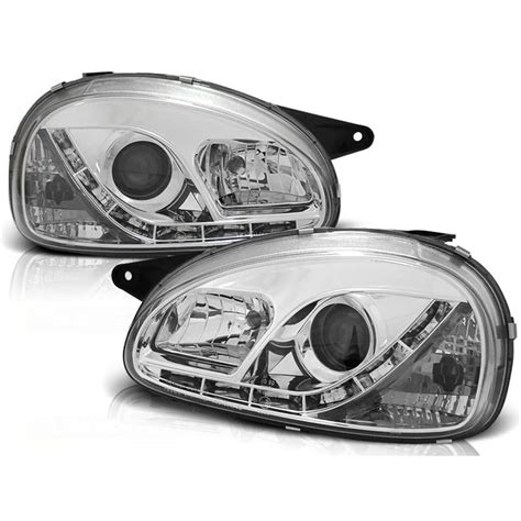 2 Phares Avant Opel Corsa B 93 00 Devil Eyes Chrome YakaEquiper