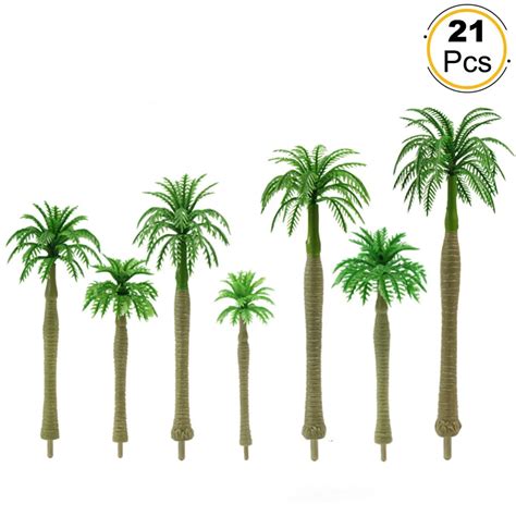 21Pcs Model Trein Kokosnoot Bomen Palmboom Seabeach Landschap O Ho Tt N