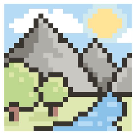 How to Draw a Mountain Pixel Art - Really Easy Drawing Tutorial