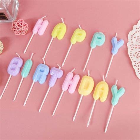 Lilin Tulisan Happy Birthday Warna Pastel Macaron Candle Candles Hiasan