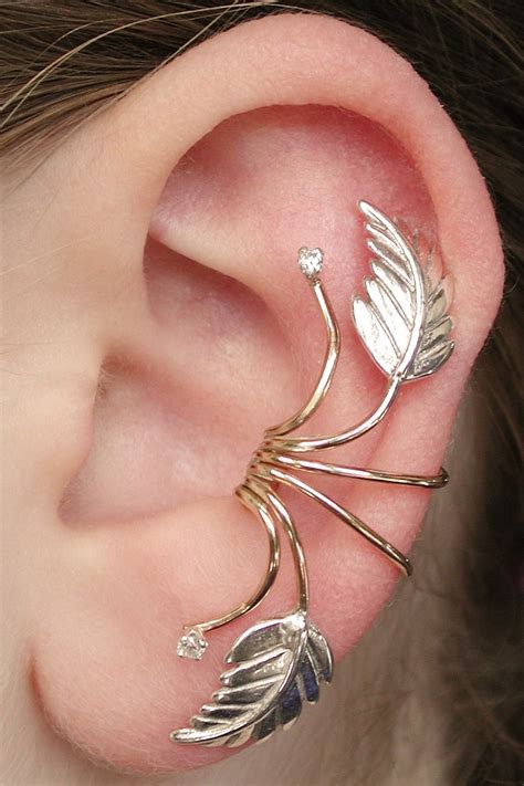 Leaf Ear Cuff Ear Wrap Ear Cuffs Ear Climber Ear Etsy