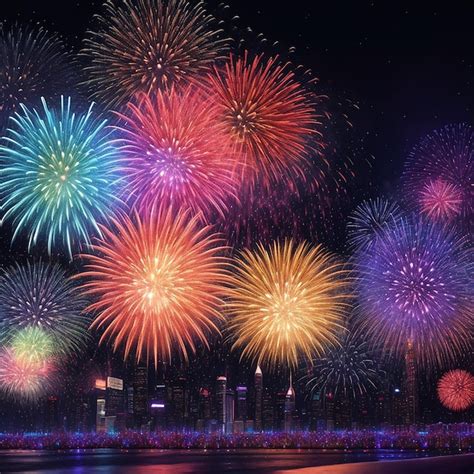 Premium AI Image | Colorful Happy New Year 2024 fireworks