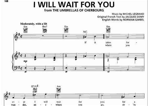 Michel Legrand I Will Wait For You Free Sheet Music Pdf For Piano The