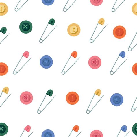 Seamless pattern of buttons and pins. Vector drawing isolated on a ...