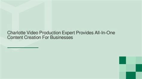 Charlotte Video Production Expert Provides All In One Content Creation