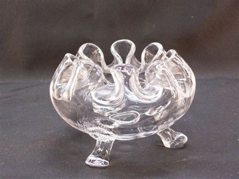 Viking Glass 3 Footed Folded Rose Bowl Vintage By Garagesaleglass 19 99 Viking Glass Rose