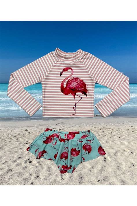 Lolliboomkids Mädchen Bikini Set mit Sonnenschutz langärmelig bauchfreies Oberteil Minirock