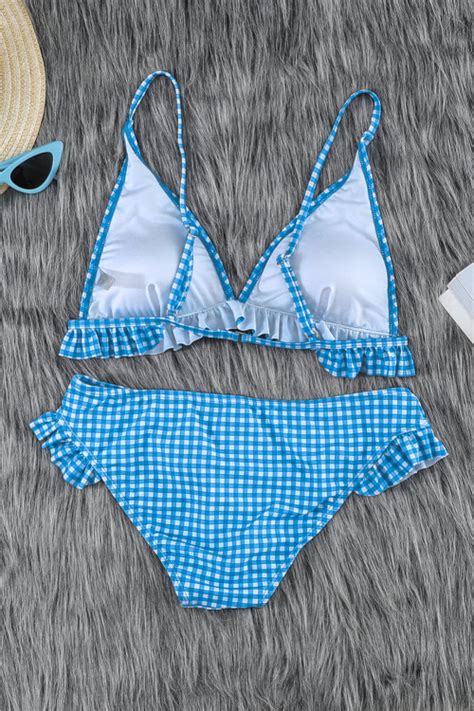 Plaid Triangle Bikini Angel Croshet