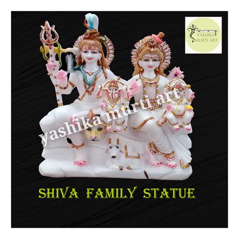 Painted Hindu Marble Gauri Shankar Statue For Worship Size 12 Inch